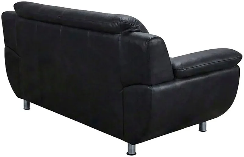TRENDMANUFAKTUR 2-Sitzer Rondo 178 cm, 2-Sitzer, komfortabel, Federkern optional, Chromfüße, Couch wahlweise mit Federkern und in verschiedenen Bezügen bestellbar, Schwarz, – Produktbild 5 von 5