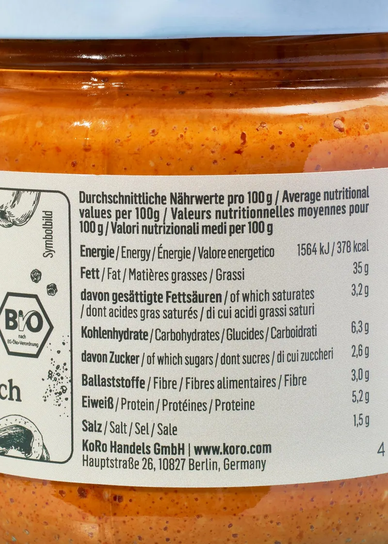 KoRo Pikanter Bio Paprika Aufstrich 12 x 380 g – Produktbild 4 von 5