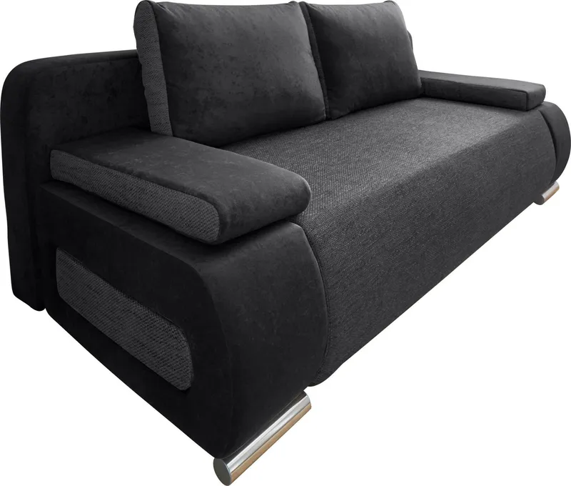 COLLECTION AB Schlafsofa Moritz B: 200 cm, Liegefl. 142x200 cm, Gästebettfunktion, frei stellbar, Wohnkomfort, Schwarz, – Produktbild 3 von 5