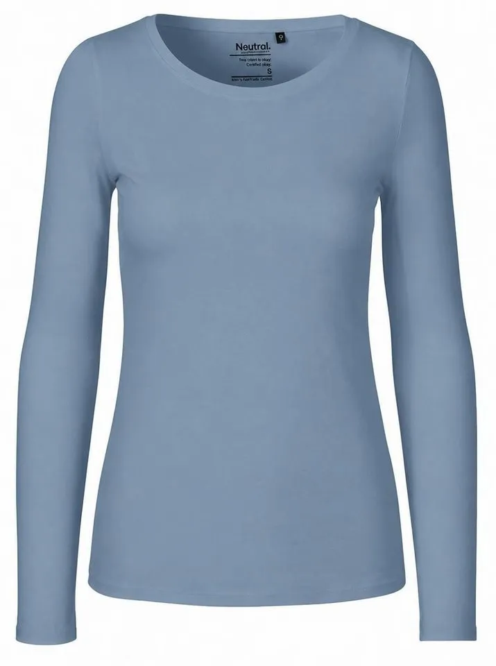 Neutral Neutral Langarmshirt Damen Long Sleeve T-Shirt / 100% Fairtrade-Baumwolle, Dusty indigo, – Produktbild 2 von 3