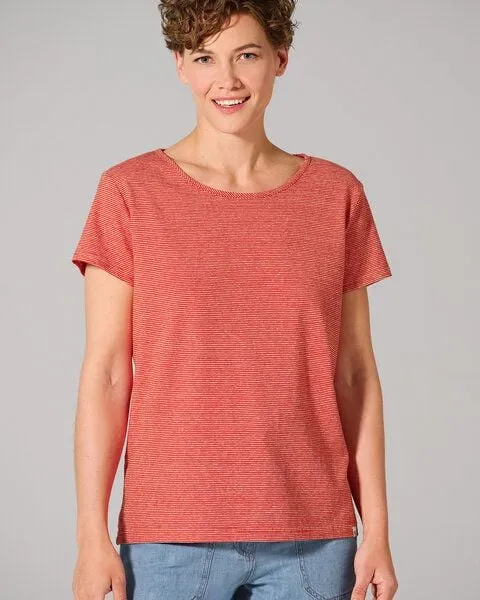 HempAge HempAge sommerliches Ringel-T-Shirt aus 55% Hanf, 45% Biobaumwolle, Magna (rot), – Produktbild 2 von 4