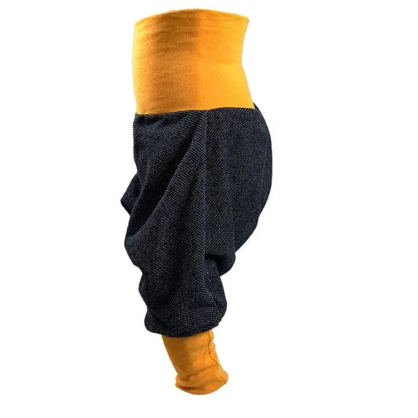 liebewicht liebewicht Yogahose Pumphose Bio Sweat verschiedene Farben nach Wahl, Blau meliert/gelb, – Produktbild 3 von 4