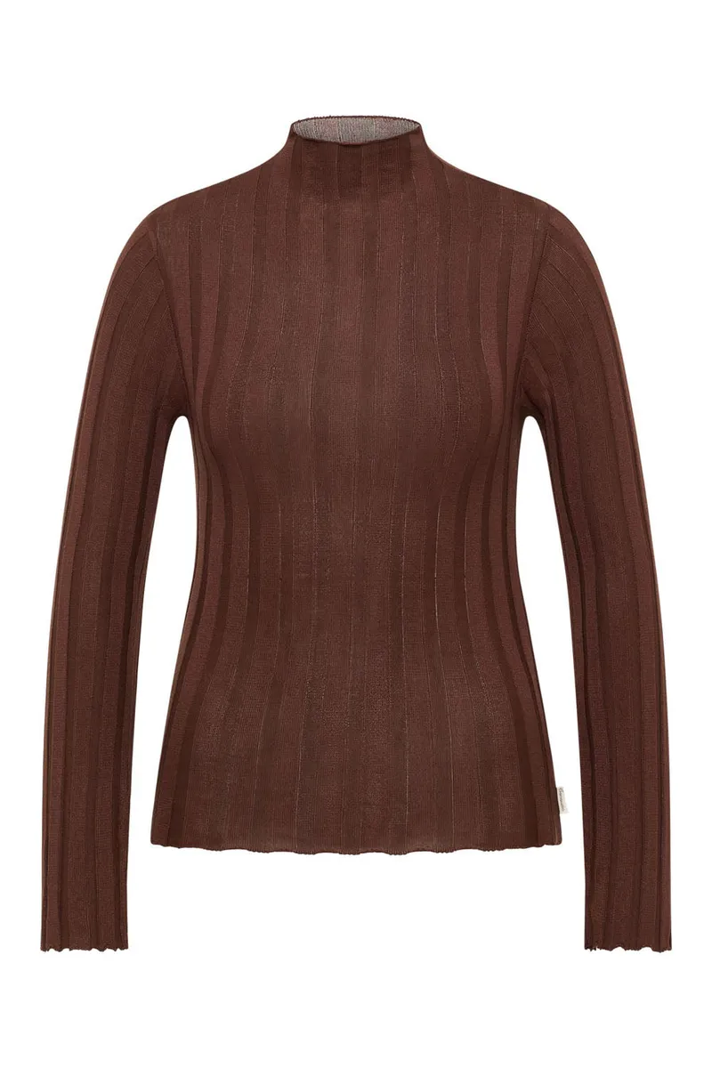 Tranquillo Oberteil aus Carool aus EcoVero-Rippstrick - shaved chocolate / M – Produktbild 1 von 2