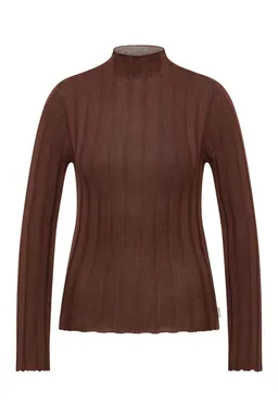 Tranquillo Oberteil aus Carool aus EcoVero-Rippstrick - shaved chocolate / M – Produktbild 1 von 1