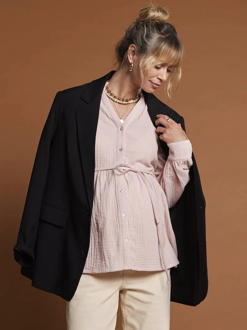 Envie De Fraise Musselin-Bluse für Schwangerschaft und Stillzeit ENVIE DE FRAISE blush, Blush, – Produktbild 2 von 4