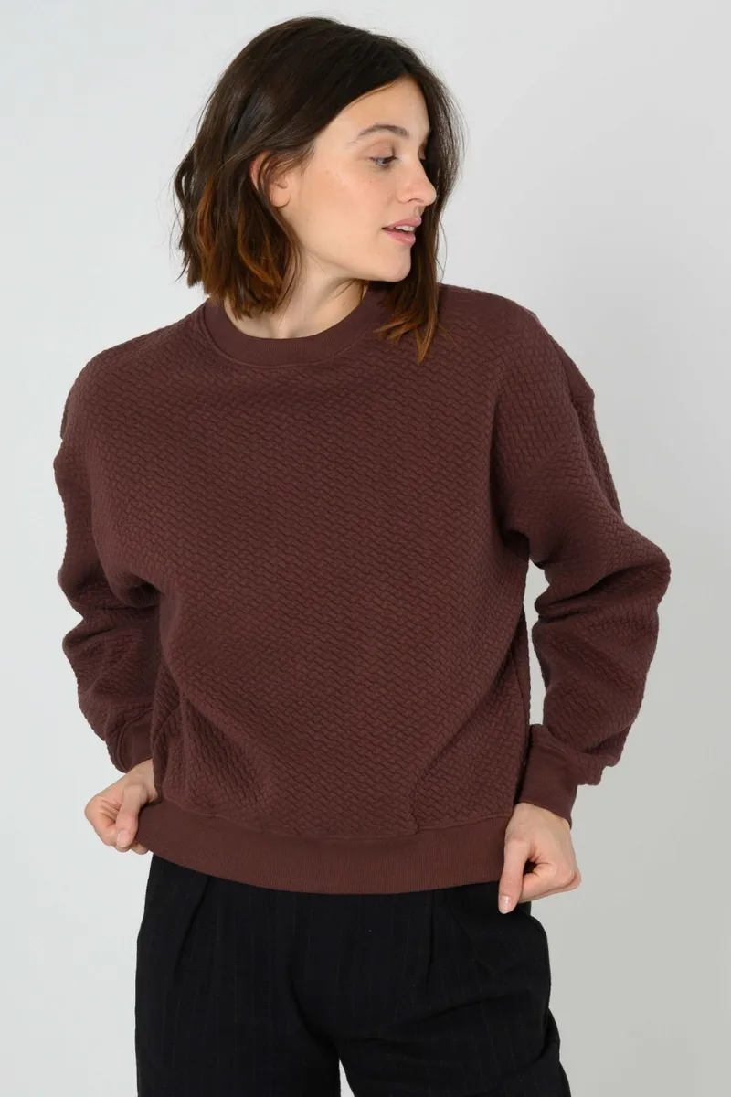 THOKKTHOKK ThokkThokk Damen vegan Sweater Structured Deepmahogany, Dunkelrot, – Produktbild 2 von 2