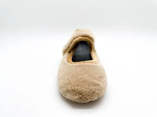 thies Veganer Hausschuh "thies ® Rec Fur Ballerina" aus ultraweichem, recyceltem Fell, fair produziert, Beige, – Produktbild 4 von 4