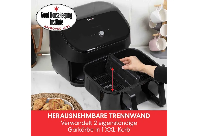 Instant Pot Heißluftfritteuse Vortex Plus VersaZone Airfryer 8in1 XXL Korb zum Rösten Grillen Dörren, 1700 W, digitales Display, 8 Kochprogramme, 2-in-1 Schublade, 8,5L oder 2x4,2L, Schwarz, – Produktbild 4 von 5