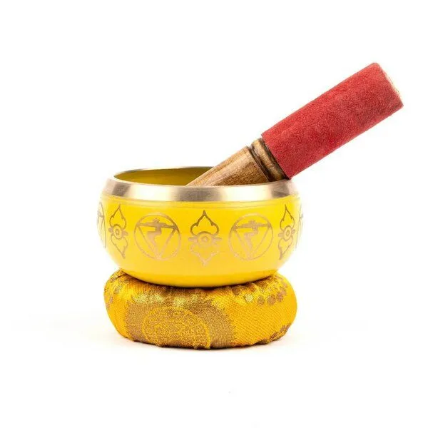Myga Myga Chakra Klangschale aus gehämmertem Kupfer, Solarplexus (gelb), – Produktbild 1 von 1