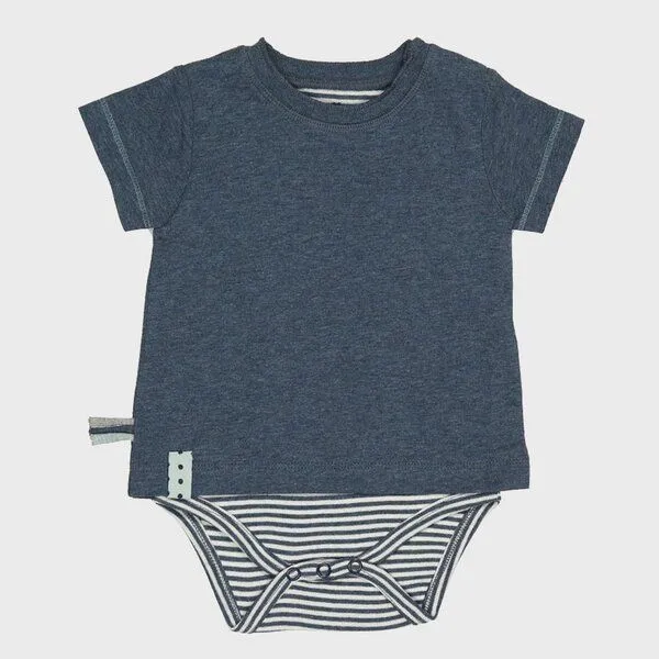 OrganicEra Baby S/S T-shirt Body 'OrganicEra' aus Bio-Baumwolle, Blau, – Produktbild 3 von 4