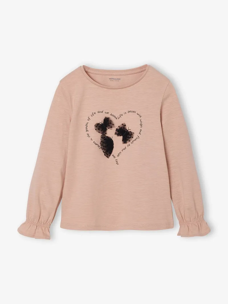 Vertbaudet Mädchen Langarmshirt pudrig, Pudrig rosa, – Produktbild 1 von 3