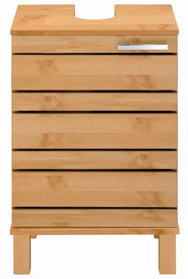 Home affaire Waschbeckenunterschrank JOSIE Breite 40 cm, aus Massivholz, Metallgriff, 1 Tür, Beige, – Produktbild 4 von 5