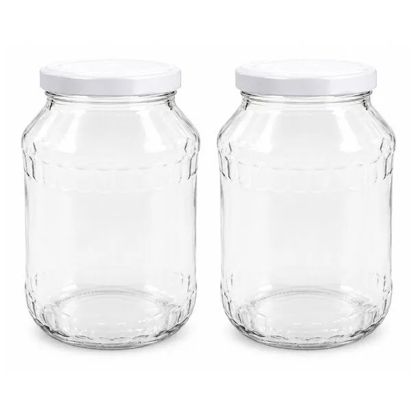 mikken mikken 2 Einmachgläser 2650 ml mit Deckel (TO100), Weiß, – Produktbild 1 von 4