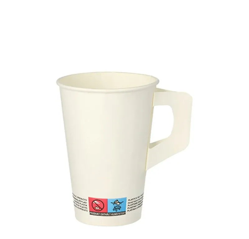 STARPAK STARPAK Becher 80 Trinkbecher mit Henkel, Pappe "To Go" 0,2 l Ø 7 cm · 9,7 cm weiss – Produktbild 1 von 2