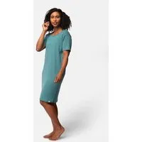 greenjama greenjama Damen Sleepshirt aus Derby-Rib, GOTS-zertifiziert, Topaz (petrol), – Produktbild 1 von 1