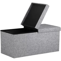 Casaria® Casaria Casaria Faltbare Sitztruhe mit klappbarem Deckel hellgrau - 80x40x40cm – Produktbild 1 von 1