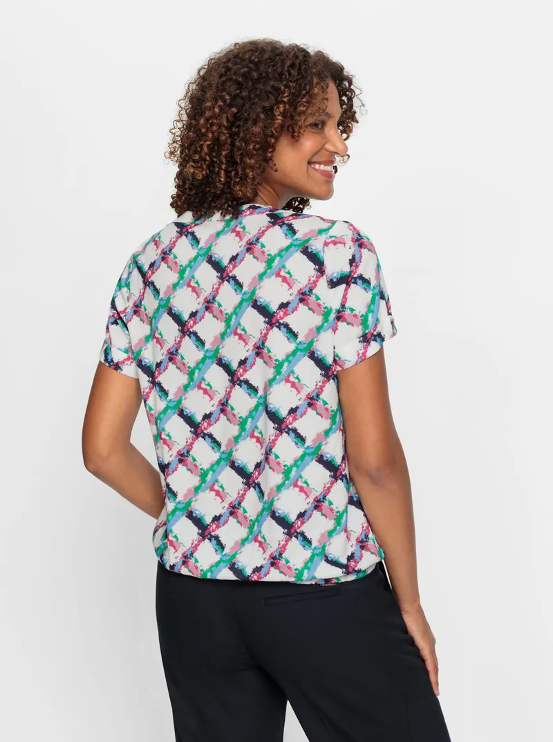 Witt Schlupf-Bluse, Fuchsia-grasgrün-kariert, – Produktbild 1 von 2