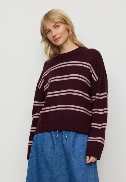 recolution Damen Strickpullover aus Bio-Baumwolle - GINGKO STRIPES - recolution, Dark plum (lila), – Produktbild 3 von 4