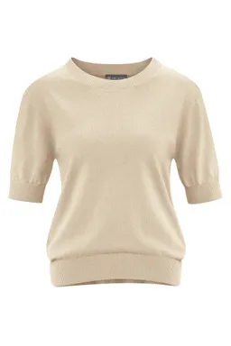 HempAge Hempage Damen vegan Gobi-Strickpullover Mit Kurzen Ärmeln Beige – Produktbild 1 von 1