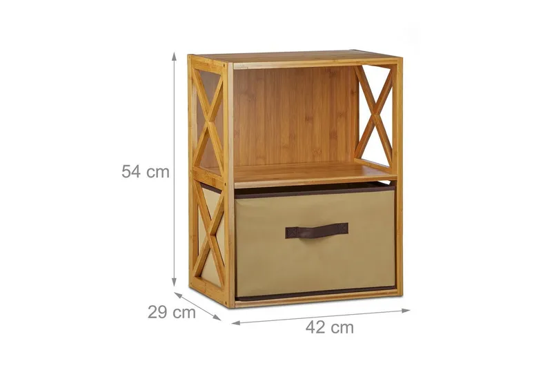 RELAXDAYS RELAXDAYS Standregal Regal Bambus mit Korb, 1-tlg., 2, Braun, – Produktbild 4 von 5