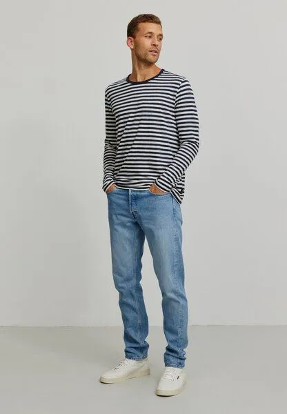 recolution Herren Slub Longsleeve aus Bio-Baumwolle - MACA STRIPES - recolution, Dark navy (blau), – Produktbild 3 von 4