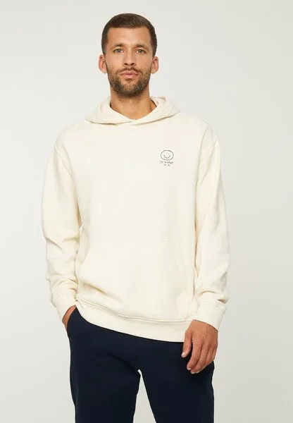 recolution Herren Hoodie aus Bio-Baumwolle (recycled) Mix - OLIVE SMILEY - recolution, Summer sand (natur), – Produktbild 1 von 4