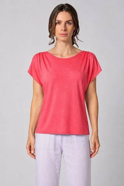 HempAge HempAge Ärmelloses Damen-Shirt mit U-Boot Halsausschnitt Hanf/Biobaumwolle, Magnolia (rot), – Produktbild 2 von 4