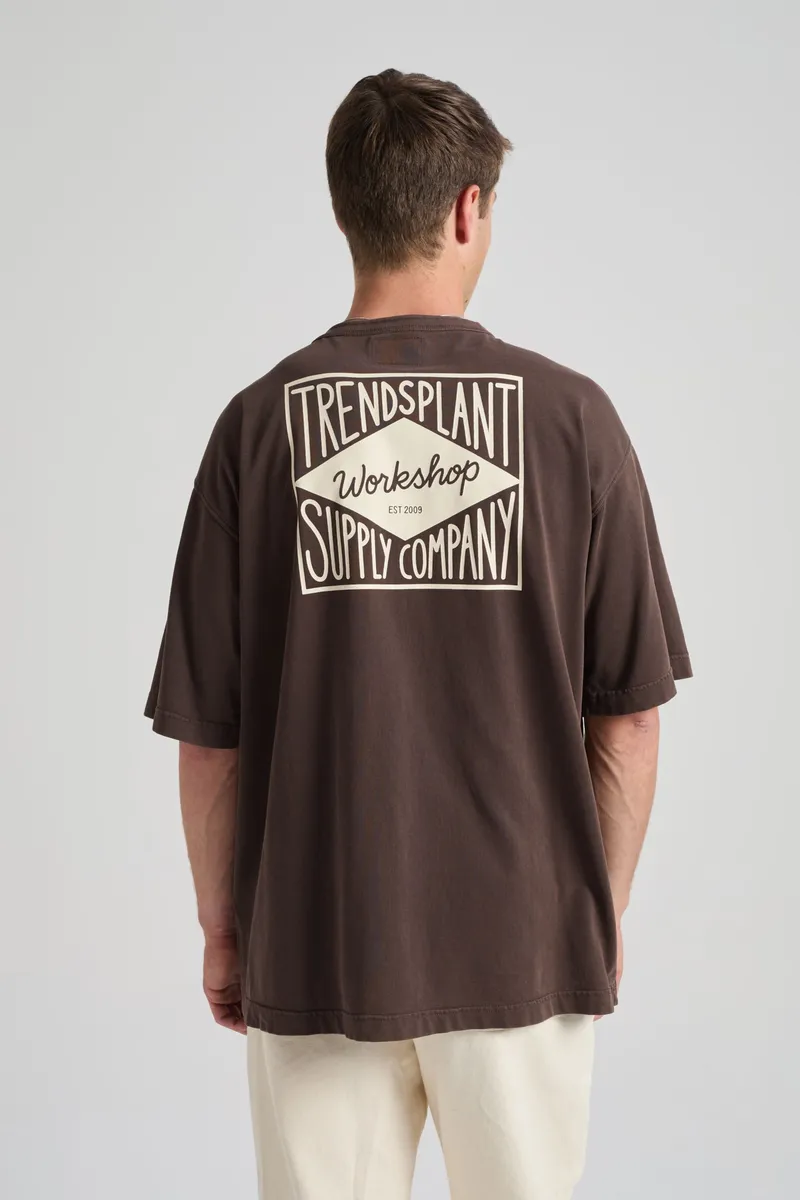 Trendsplant Trendsplant Herren vegan T-Shirt Von Supply Oversized Mit Kaffeebohne, Dunkelbraun, – Produktbild 2 von 2