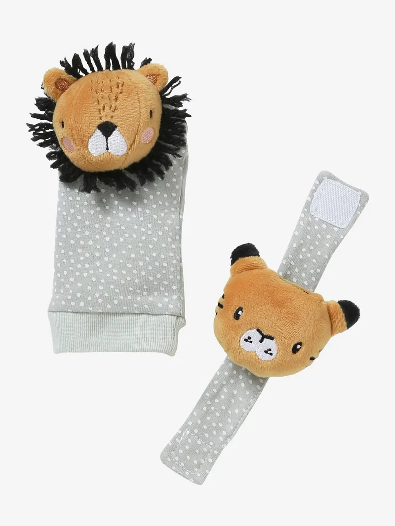 Vertbaudet Baby Rassel-Set aus Armband und Socken mit Tieren, Mehrfarbig, – Produktbild 2 von 3