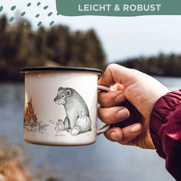 LIGARTI Emaille Tasse – Hirsch, Bär und Fuchs am Lagerfeuer – LIGARTI Tiermanufaktur – Produktbild 4 von 4