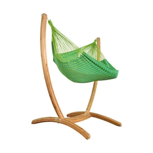 MacaMex MacaMex Hängesessel SET – Uve Holzständer mit Vela Netzhängesessel, Oasis-grün, – Produktbild 1 von 4