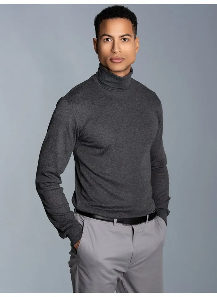 Trigema Rollkragenshirt TRIGEMA Langarm Ski- und Sport-Rollkragenpullover (1-tlg), Grau, – Produktbild 1 von 4