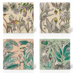 LIGARTI Fliesenuntersetzer 4er Set »Dschungel« von LIGARTI | Design Untersetzer | Natursteinfliese – Produktbild 1 von 1