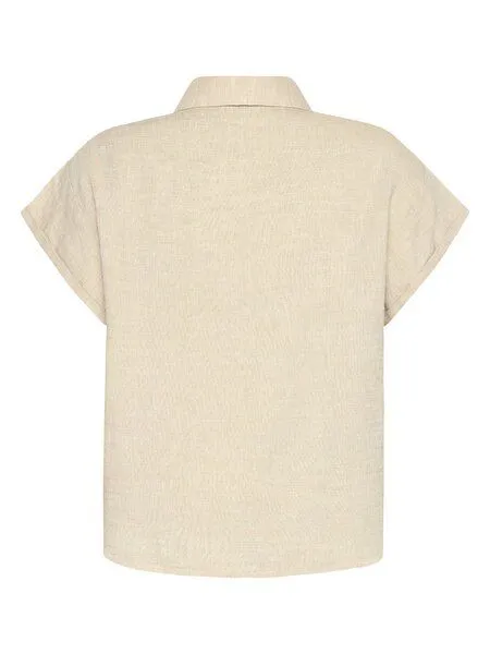 KnowledgeCotton Apparel KnowledgeCotton Apparel Leinen-Bluse ASTER Yarndyed, Light feather gray, – Produktbild 2 von 4