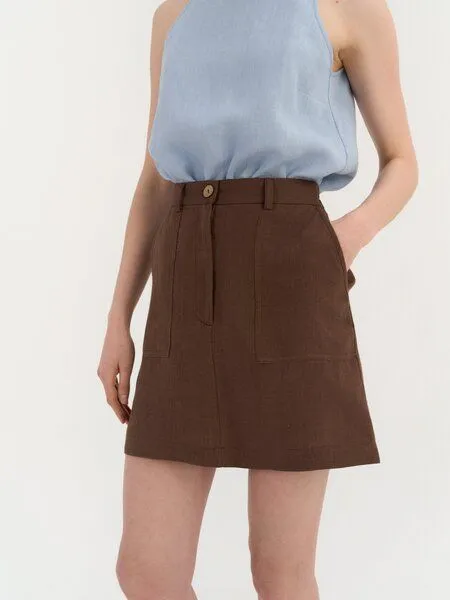 AmourLinen AmourLinen Mini-Leinenrock IVY, Kakao (braun), – Produktbild 2 von 3
