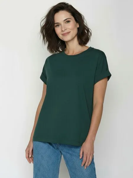 GreenBomb GREENBOMB Basic Loony - Sportliches T-Shirt aus Bio-Baumwolle mit Rollup Sleeve / GOTS / Fair & Vegan, Türkis (petrolgrün), – Produktbild 1 von 4