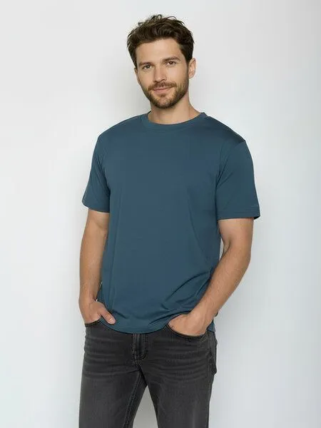 GreenBomb GREENBOMB Basic Fusion - Lässiges Oversize-T-Shirt aus Bio-Baumwolle / GOTS / Fair & Vegan, Blau (blue pine), – Produktbild 1 von 4