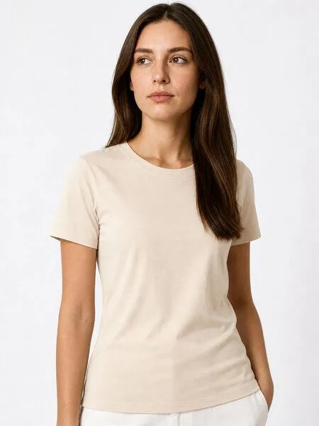 COREBASE COREBASE Damen TShirt "Classic Fit" aus 100% Baumwolle, Sand (gelb), – Produktbild 1 von 5