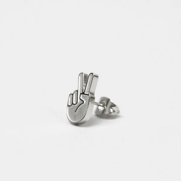 Fyngers Fyngers Ohrstecker aus chirurgischen Edelstahl hochglanzpoliert PEACE, Silber, – Produktbild 4 von 6