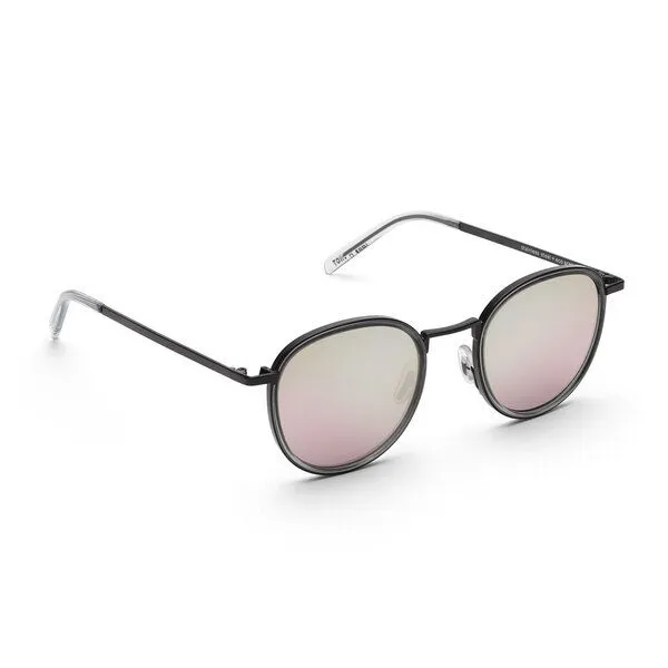 TAKE A SHOT TAKE A SHOT Runde Sonnenbrille aus Edelstahl mit ECO Acetate - Ada Kollektion, Grey, – Produktbild 2 von 4