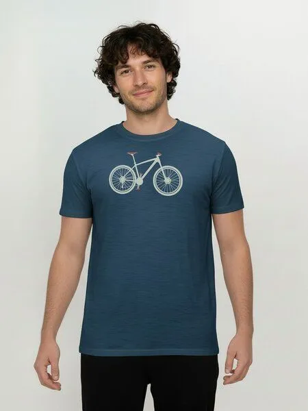 GreenBomb GREENBOMB Bike Mountain Loom - Funktionales T-Shirt aus Merino-Wolle / hochwertiger Print / Fair & Vegan, Blau (blue pine), – Produktbild 1 von 4