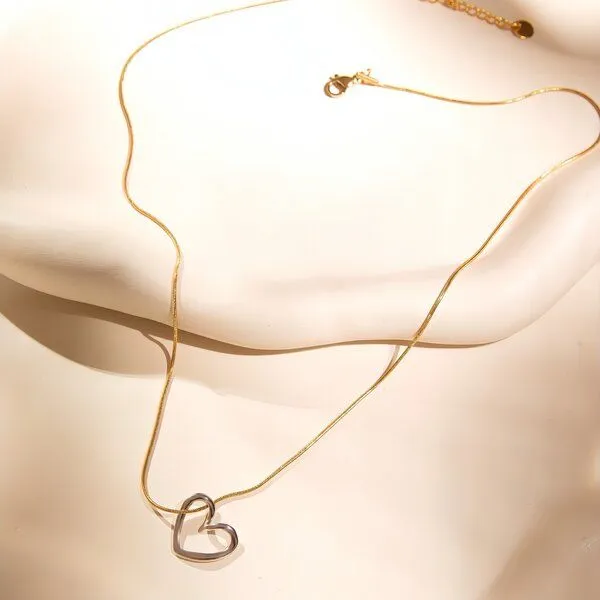 ELEKTROPULLI ELEKTROPULLI Herz Kette 1mm Längen: 45 cm / 55 cm / 65 cm, Gold kette mit gold herz, – Produktbild 4 von 4