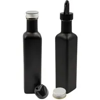 mikken mikken 2er Set Ölflasche / Essigflasche 250 ml (schwarz/weiß beschichtet) mit Ausgießer Glasflaschen matt schwarz / glänzend weiss mit Dosierer + Schraubdeckel + 2 Etiketten, Black, – Produktbild 1 von 1
