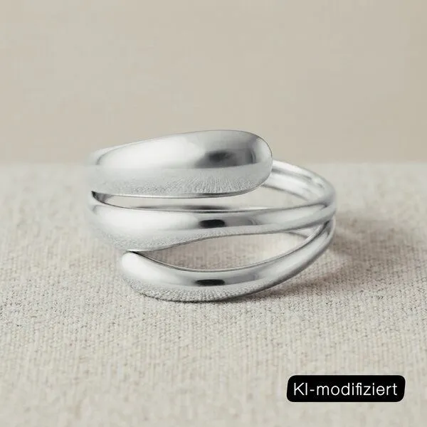 ELEKTROPULLI ELEKTROPULLI Größenverstellbarer Fine Round Ring, Silber, – Produktbild 2 von 2