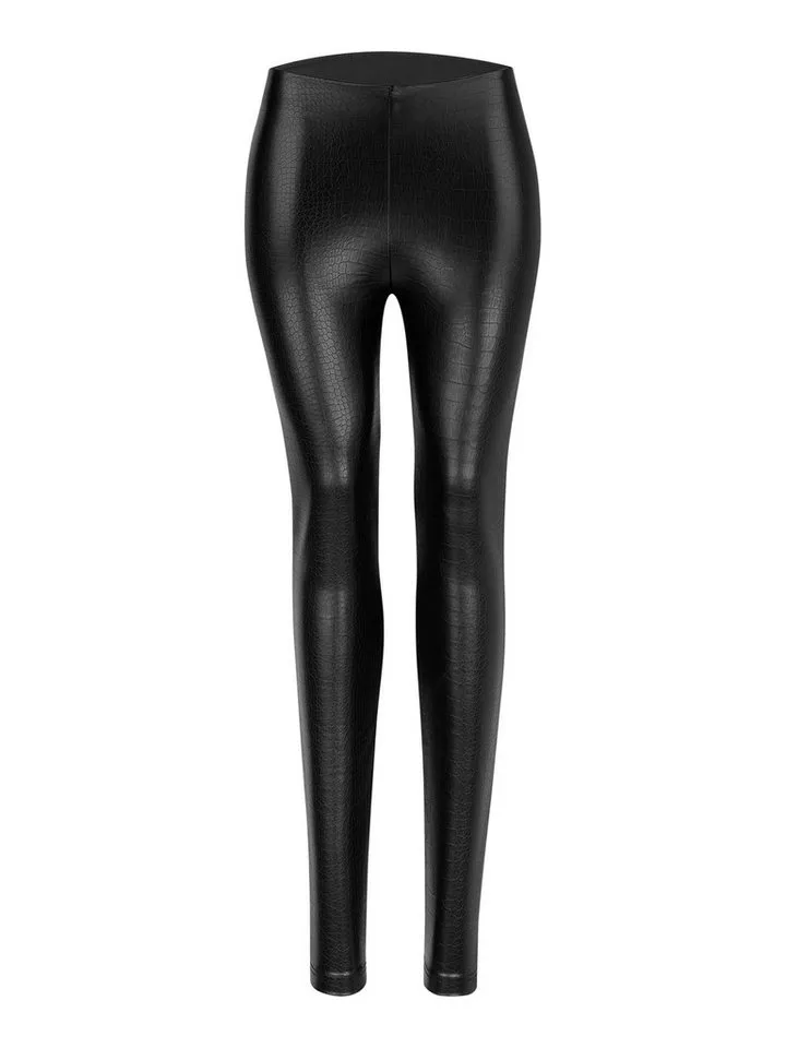 Nur Die Leggings NUR DIE x KILIAN KERNER Damen Vegane Leggings in Leder-Croco-Optik modischer Reptil-Look - weiche Innenseite - körpernahe Passform, Schwarz, – Produktbild 2 von 5
