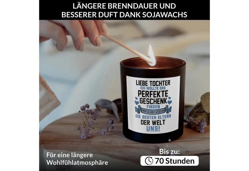 22Feels Duftkerze Deko Tochter Geschenk v Mama 18 Geburtstag Weihnachten Abitur Mädchen, MADE IN GERMANY, Europäisches Sojawachs, Handgegossen, Schwarz, – Produktbild 3 von 4