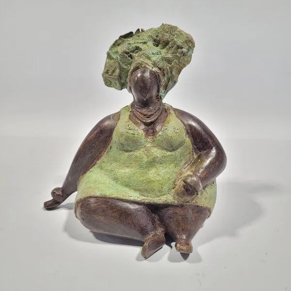 Moogoo Creative Africa Moogoo Creative Africa Bronze-Skulptur "Dicke Madame" versch. Modelle und Farben Unikat Upcycling, Grün, – Produktbild 1 von 1