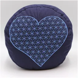 BAGHI BAGHI Bio Meditationskissen rund Herz-Blume-des-Lebens – Produktbild 1 von 1