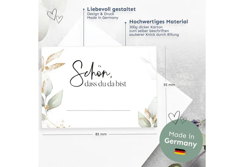 white & ivory Papierdekoration Platzkarte "schön, dass du da bist", 50 Stück, Tischkarten – Produktbild 3 von 5