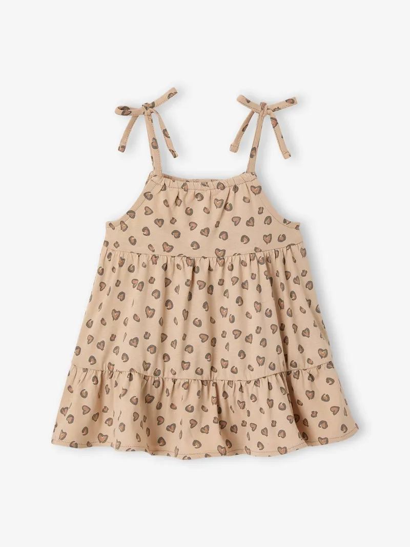 Vertbaudet Baby Trägerkleid mit Schleifen leo, Beige leo, – Produktbild 2 von 3